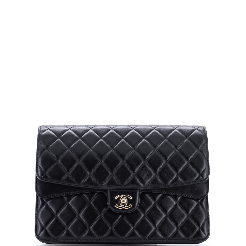 Chanel Medium CC Double Flap Clutch Quilted Lambskin